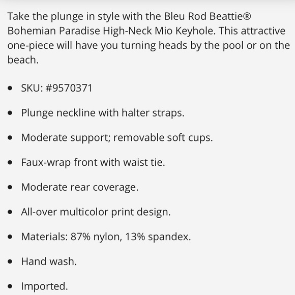Rod Bleu Beattie Bohemian High Neck Mio Keyhole One Piece - Picture 14 of 14